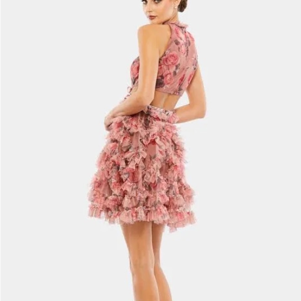 Mac Duggal Ruffled Floral Chiffon Minidress